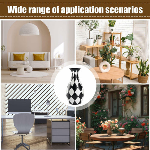 Modern Black and White Checkered Flower Vase - Stylish Decorative Vase | Table