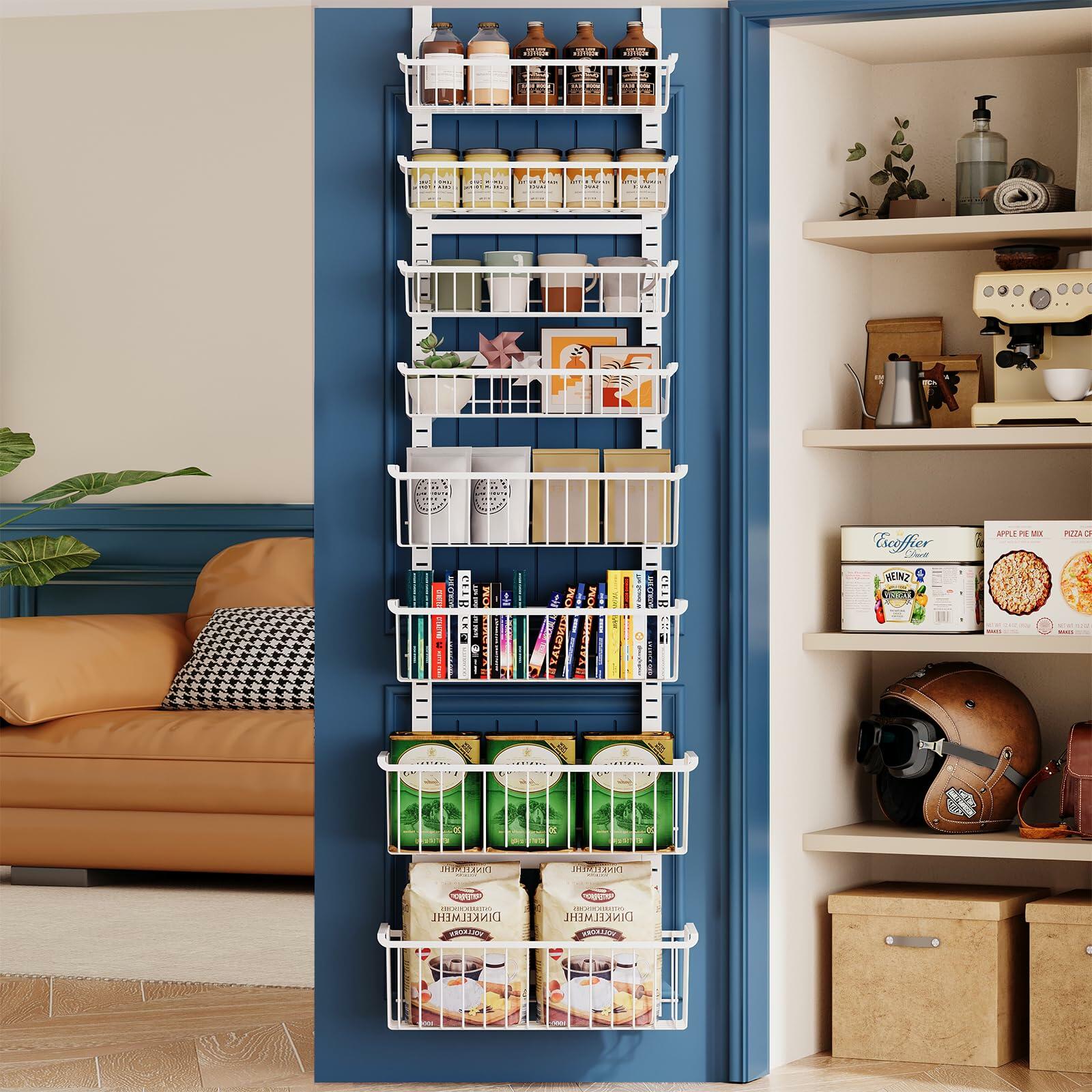 Over The Door Pantry Organizer, 8-Tier Over The Door Organizer with Adjustable
