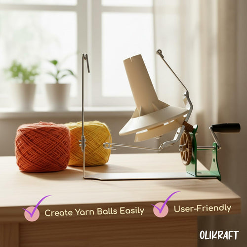 Olikraft Large Yarn Winder Large Capacity 10-16 oz - Hand Operated Metal Jumbo