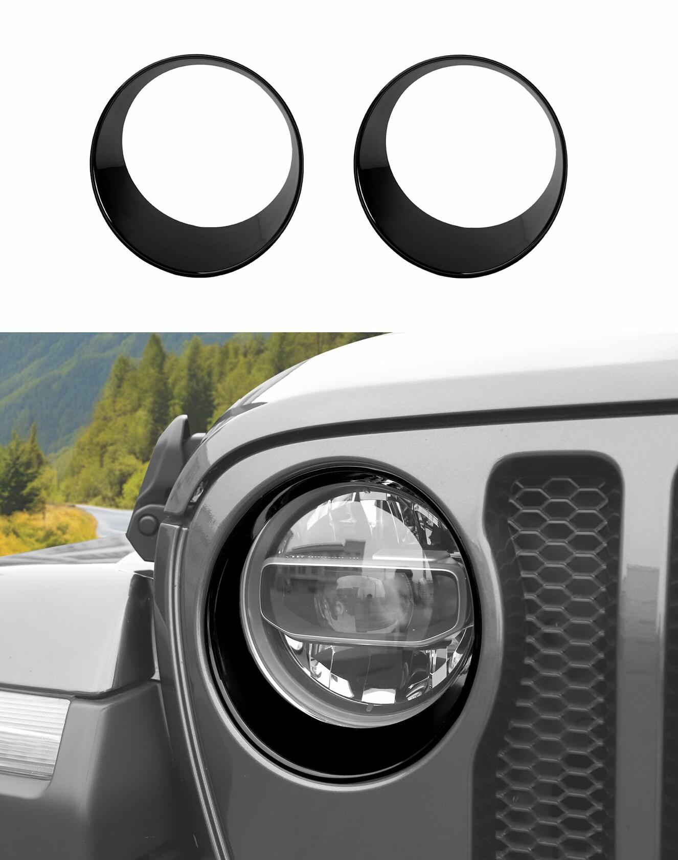 DSWSQ Headlight Trim Cover for 2018-2024 + Jeep Wrangler JL Gladiator JT Front
