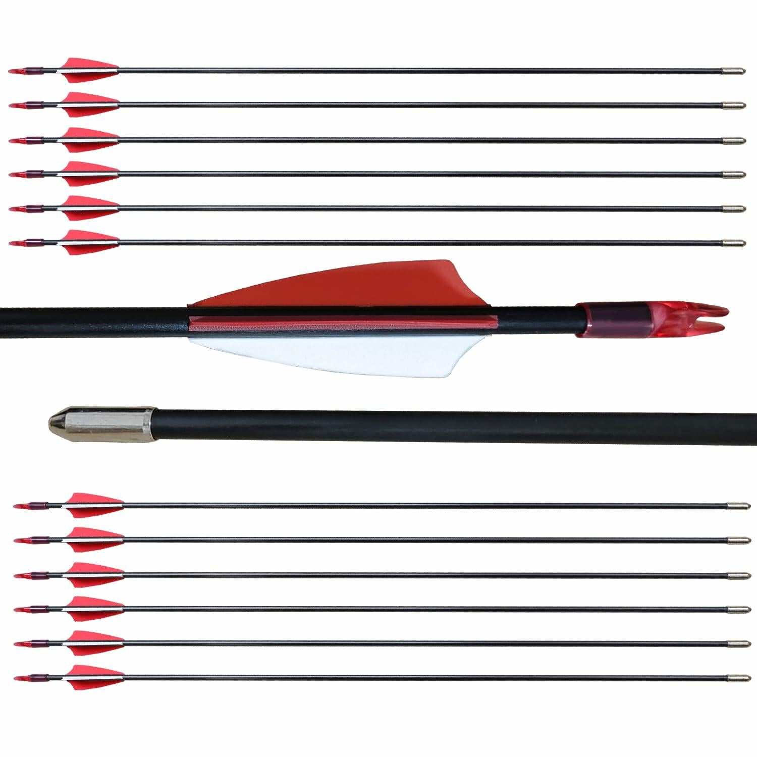 e5e10 28 inch Target Arrows Practice Fiberglass Arrow for Kids Youth Beginner,