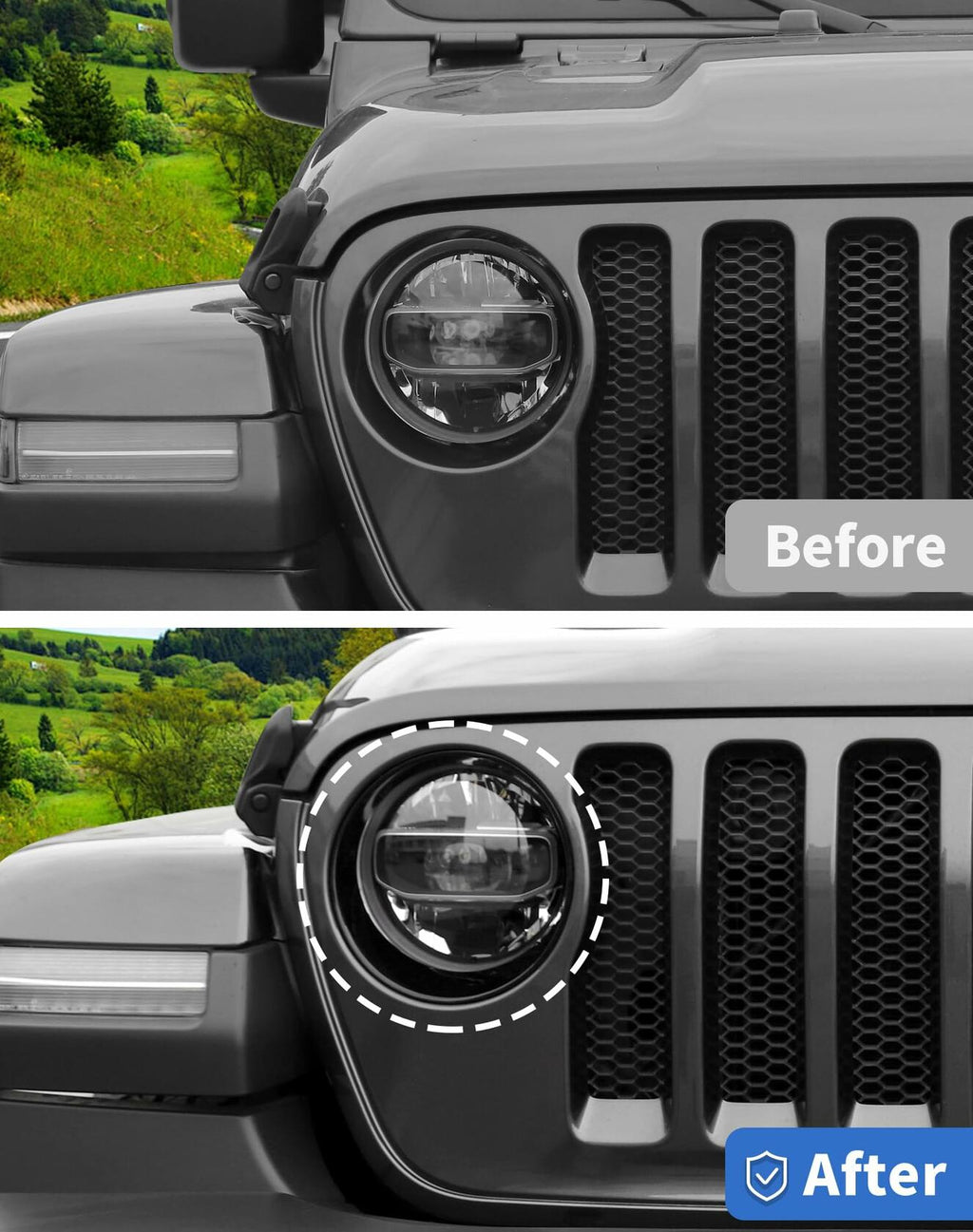 DSWSQ Headlight Trim Cover for 2018-2024 + Jeep Wrangler JL Gladiator JT Front