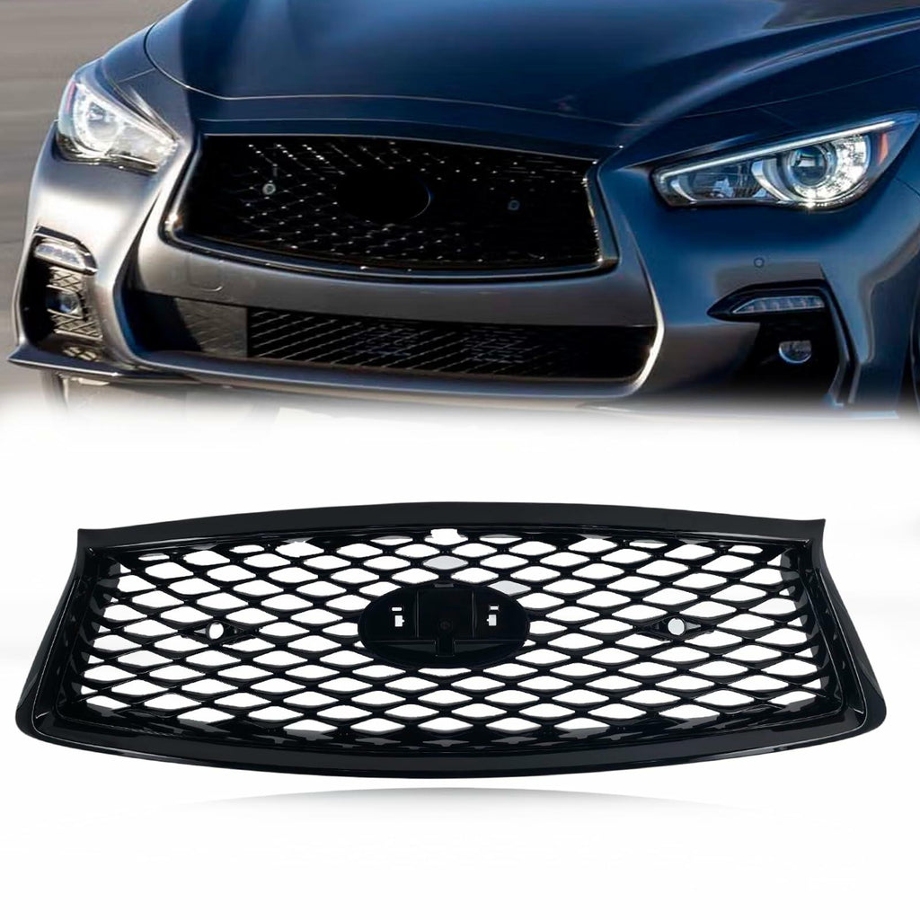 Front Bumper Upper Grill Replacement Compatible with 2018-2021 Infiniti Q50