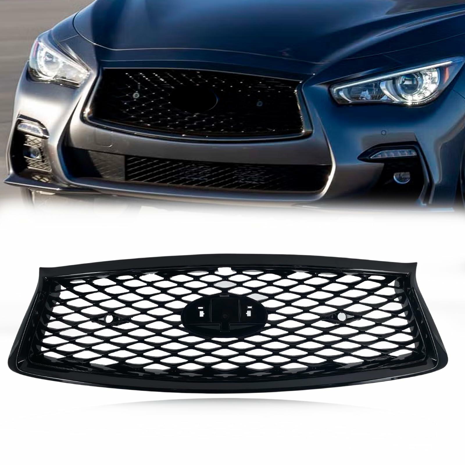 Front Bumper Upper Grill Replacement Compatible with 2018-2021 Infiniti Q50