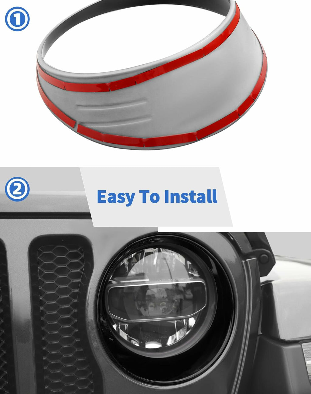 DSWSQ Headlight Trim Cover for 2018-2024 + Jeep Wrangler JL Gladiator JT Front