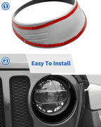 DSWSQ Headlight Trim Cover for 2018-2024 + Jeep Wrangler JL Gladiator JT Front