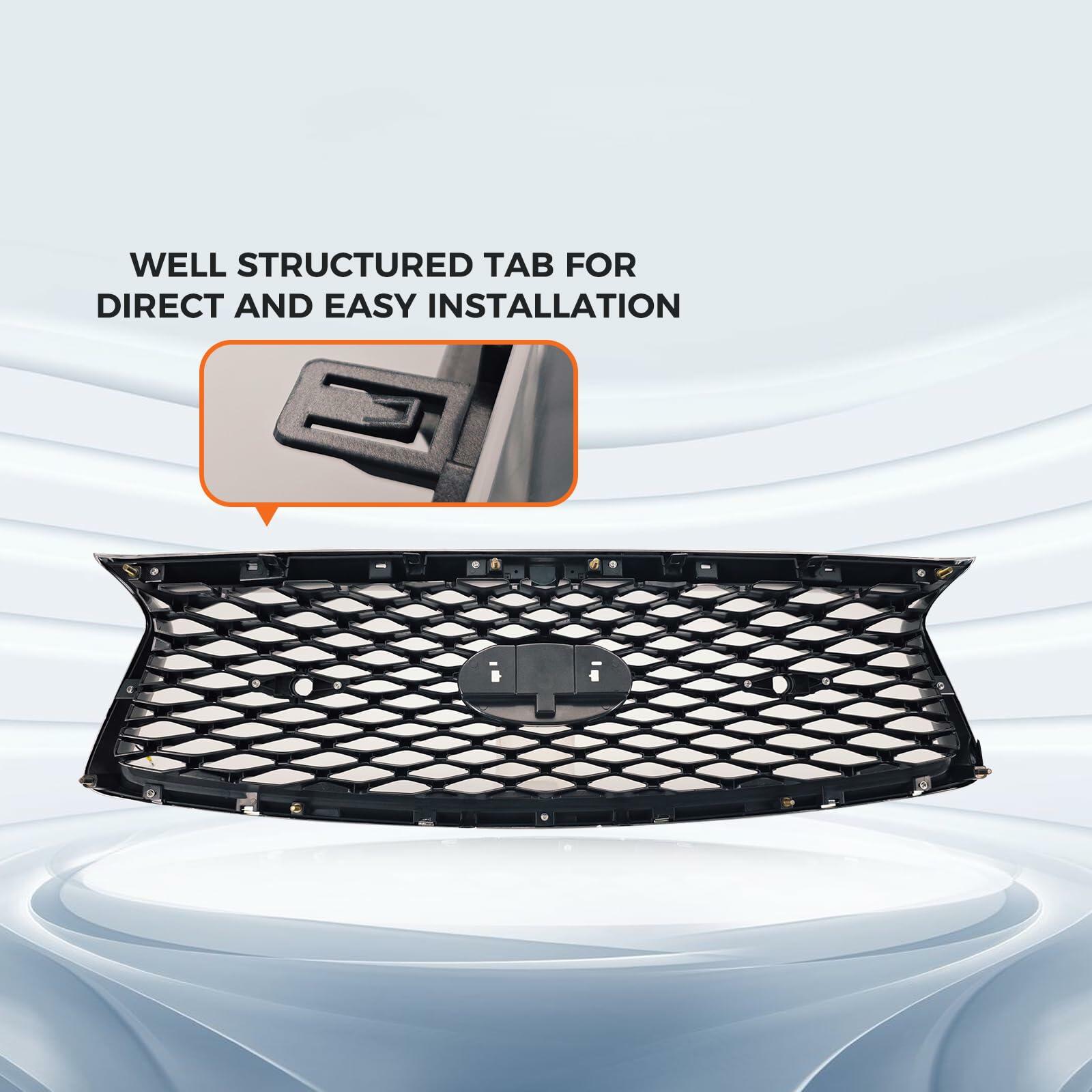 Front Bumper Upper Grill Replacement Compatible with 2018-2021 Infiniti Q50