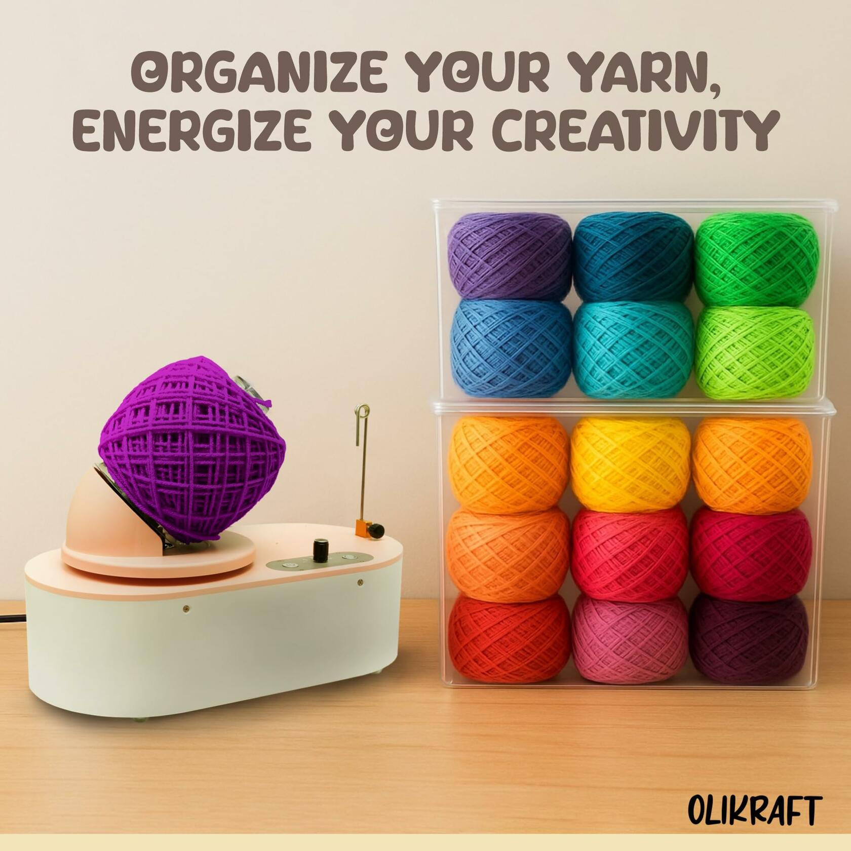 Olikraft Tabletop Electric Yarn Winder for Crocheting | Swift Electric Yarn Ball