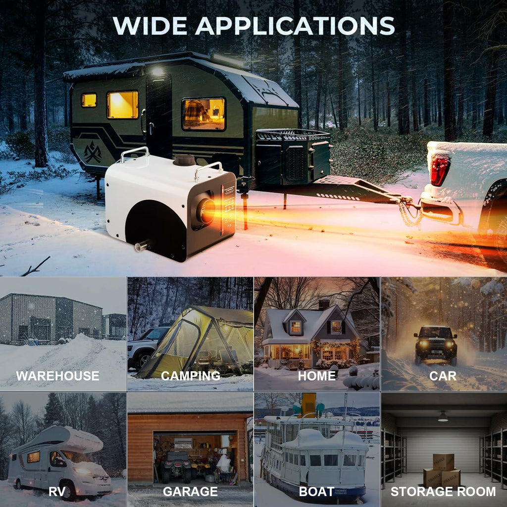 8KW Diesel Air Heater WIFI Smart App, 12V/24V 110V Diesel Heater with 110V AC