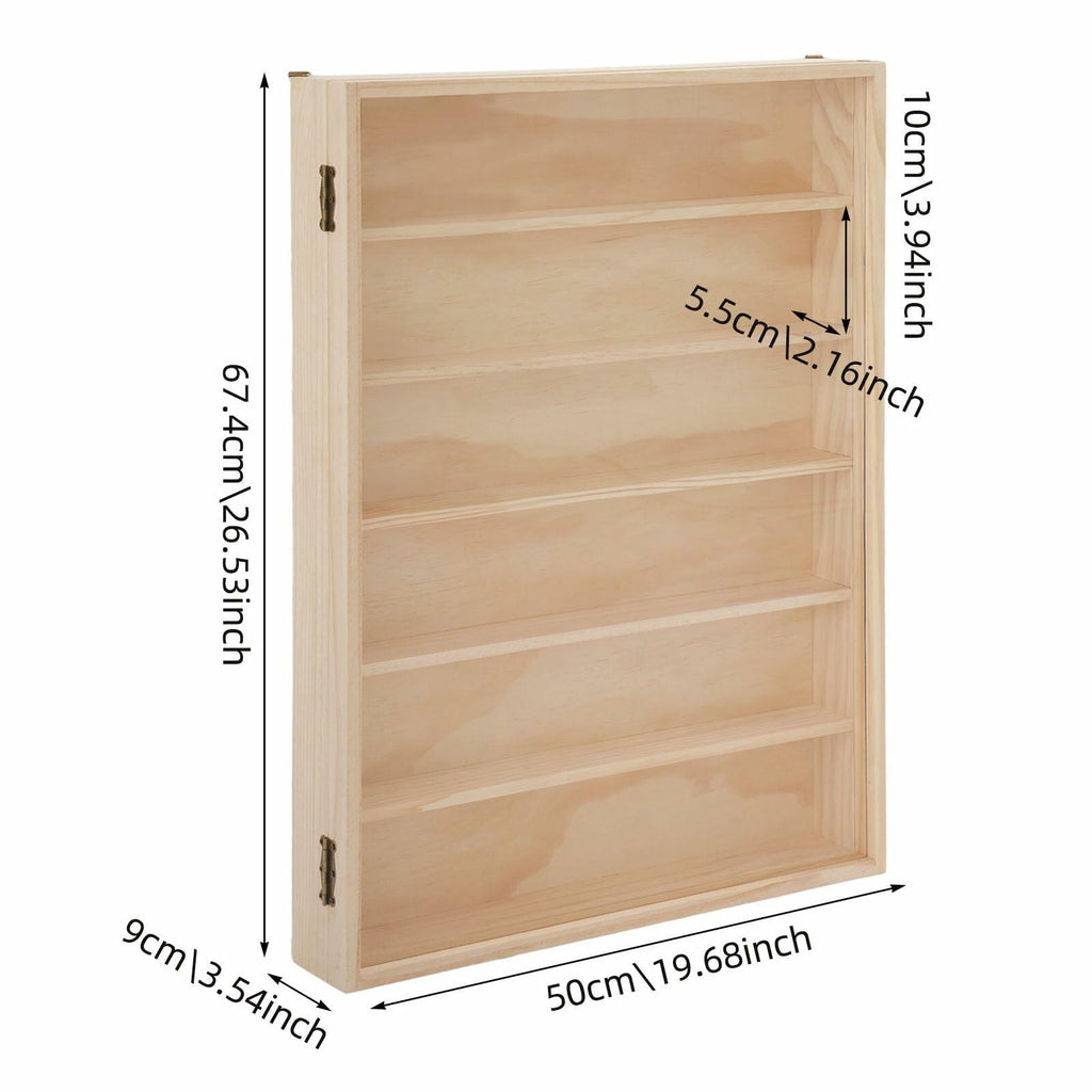19.7 x 26.5 inch 6 Tiers Wooden Display Case Wall Mount Miniature Display Case