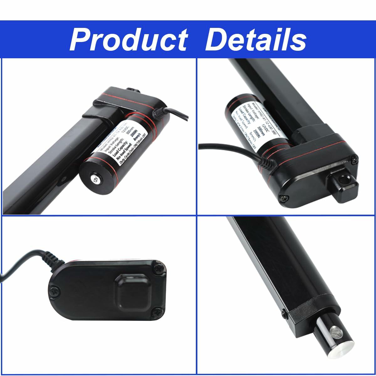 KM-LINEARTECH 18" 440lbs 12V Electric Linear Actuator Fast Speed 0.3"/sec 18