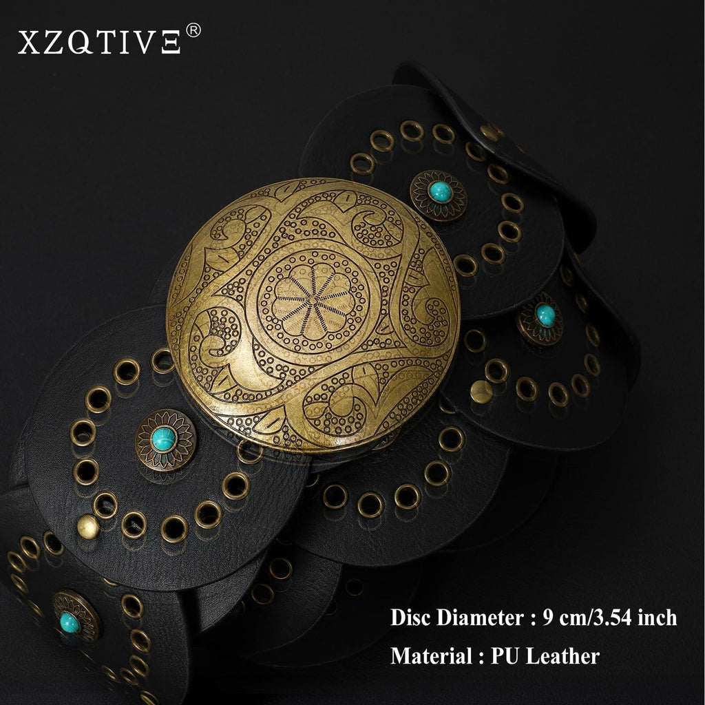 XZQTIVE Western PU Leather Belts for Woman Concho Cowgirl Cowboy Disc Belt for
