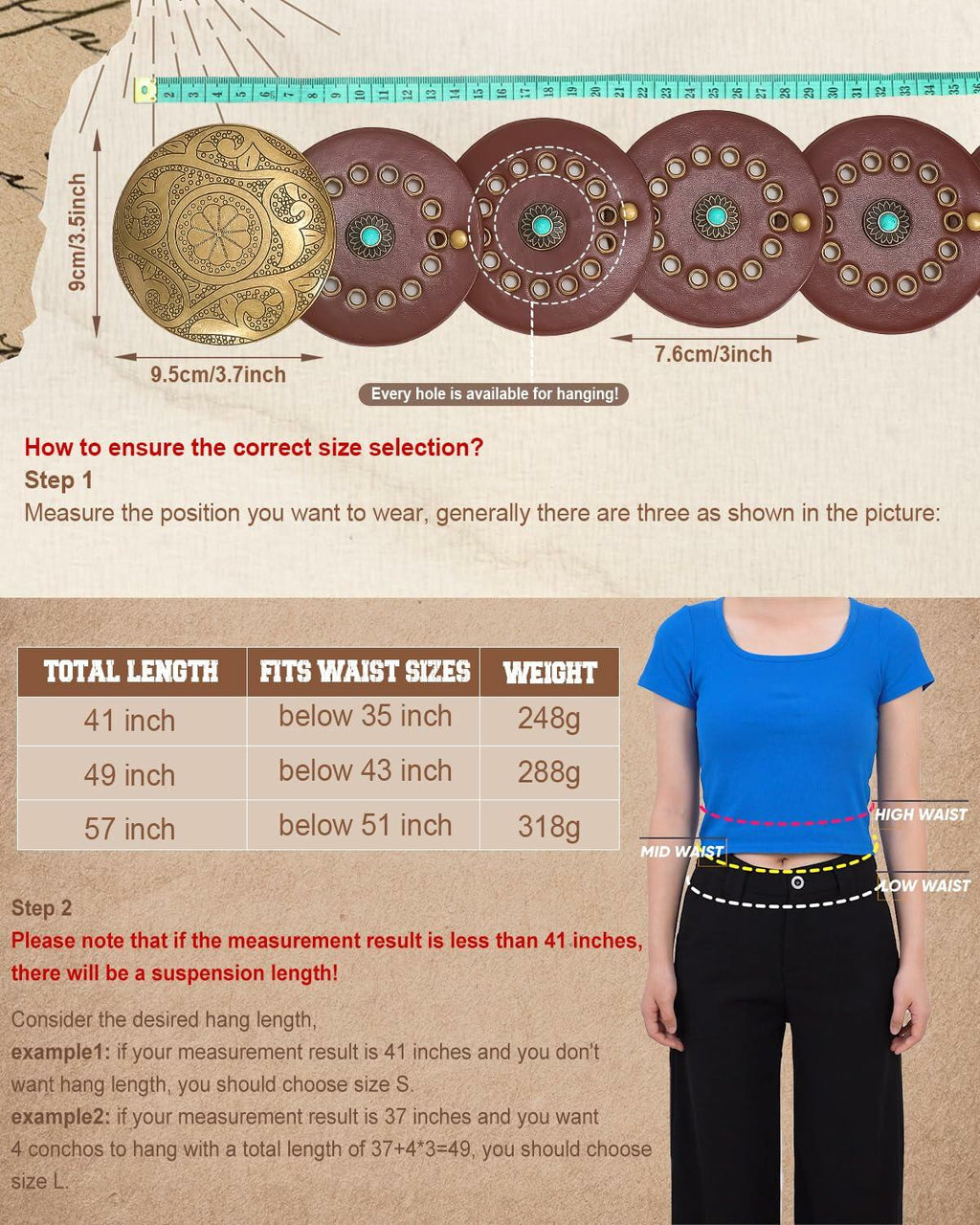 XZQTIVE Western PU Leather Belts for Woman Concho Cowgirl Cowboy Disc Belt for