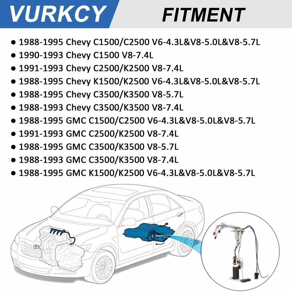 Vurkcy Electric Fuel Pump Compatible with Chevrolet Chevy GMC C/K 1500 2500 3500