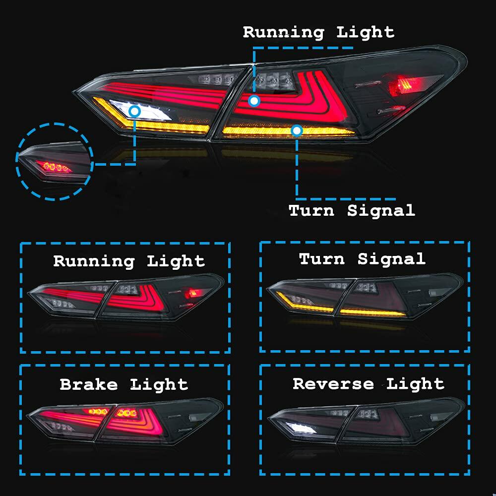 inginuity time LED Tail Lights For Toyota Camry 2018 2019 2020 2021 2022 Smoked