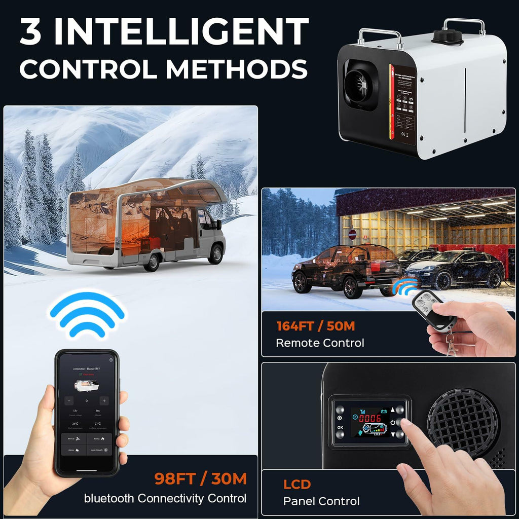 8KW Diesel Air Heater WIFI Smart App, 12V/24V 110V Diesel Heater with 110V AC