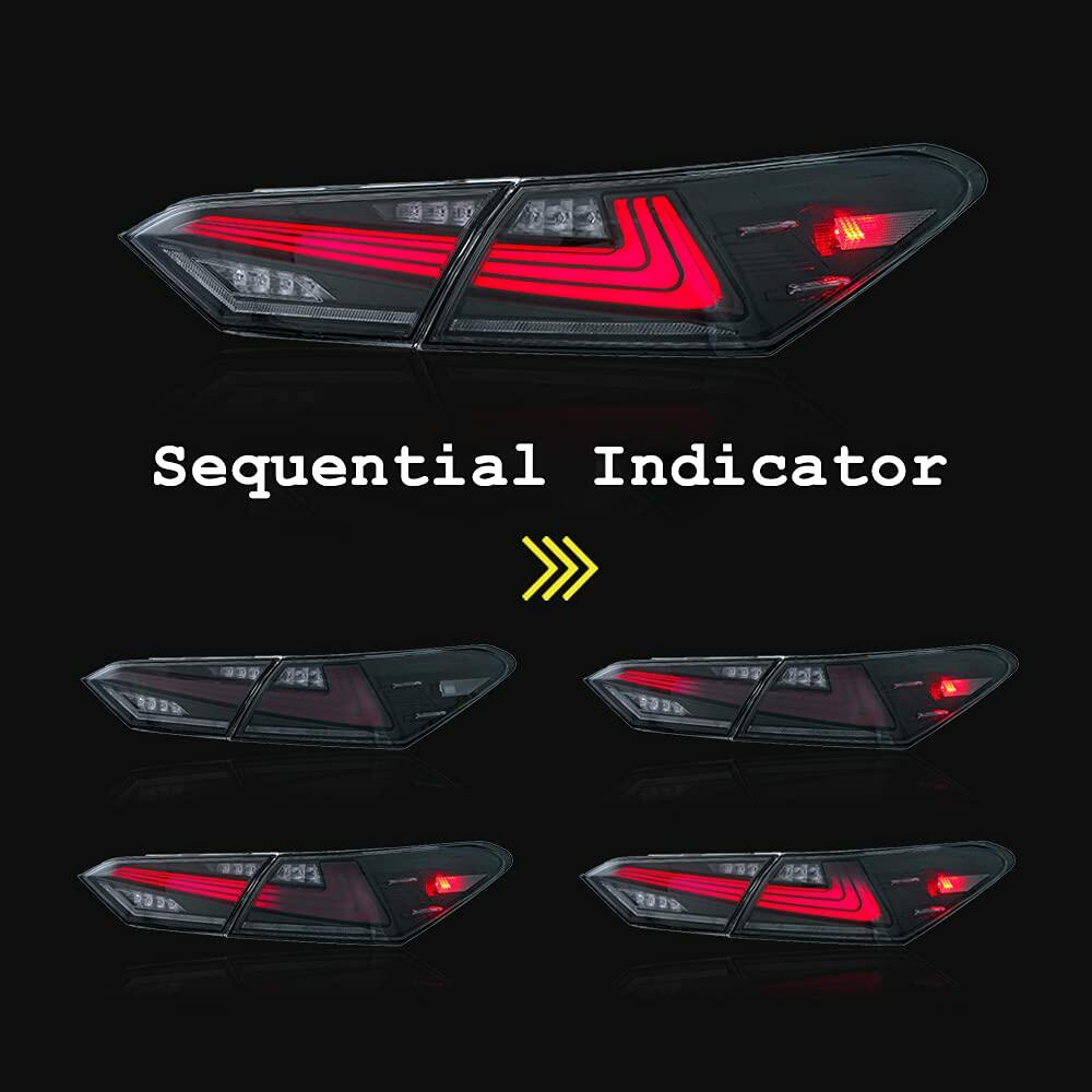 inginuity time LED Tail Lights For Toyota Camry 2018 2019 2020 2021 2022 Smoked
