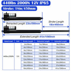KM-LINEARTECH 18" 440lbs 12V Electric Linear Actuator Fast Speed 0.3"/sec 18