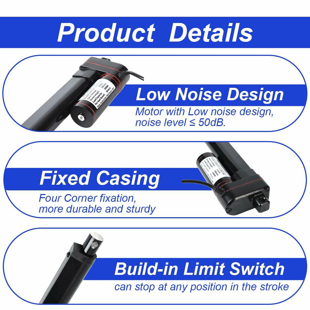 KM-LINEARTECH 18" 440lbs 12V Electric Linear Actuator Fast Speed 0.3"/sec 18