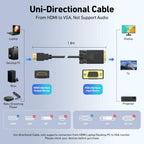BENFEI HDMI to VGA 6 Feet Cable, Uni-Directional HDMI Computer to VGA Monitor