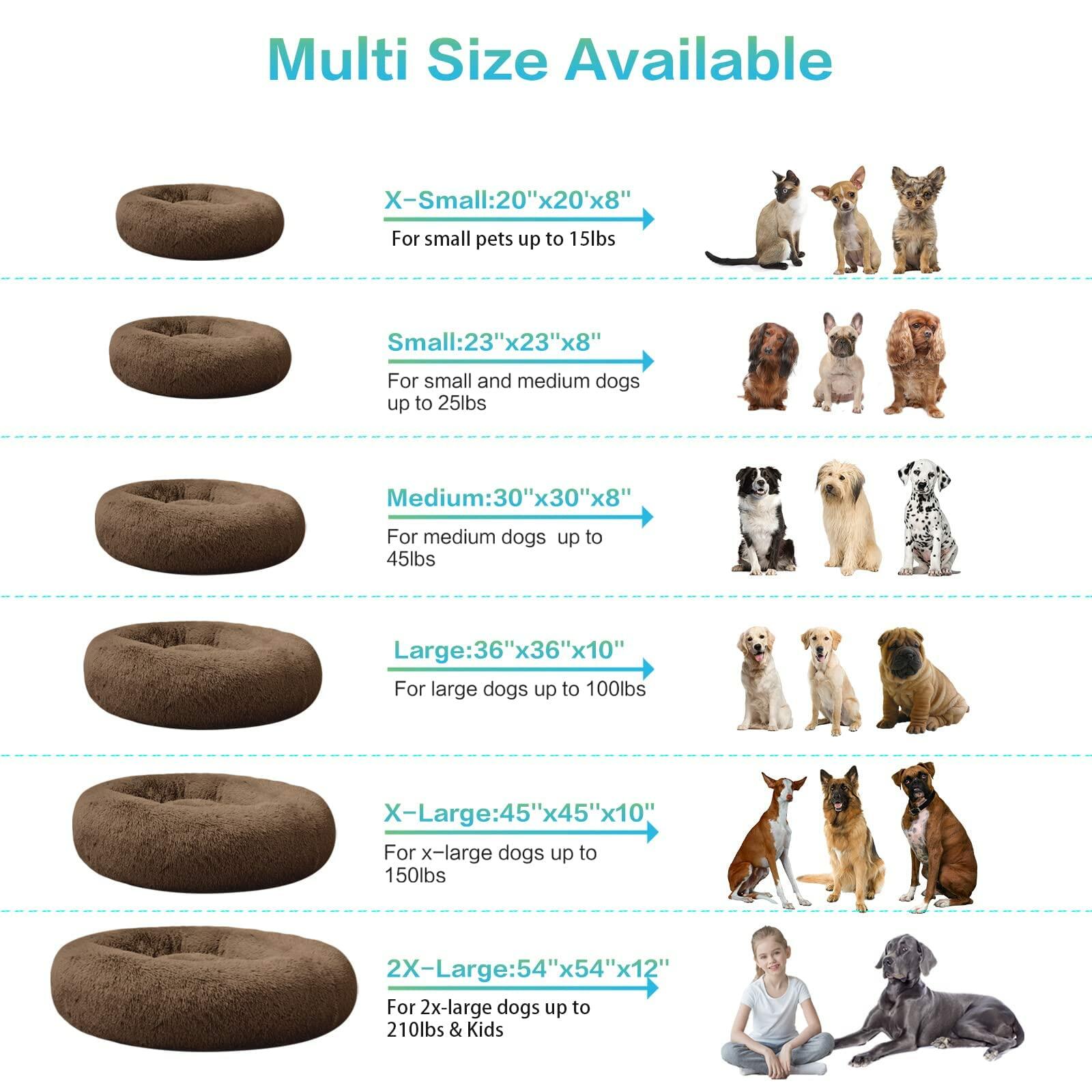 SAVFOX 36 inches Calming Donut Dog Bed - 3X Durable Plush Faux Fur, Machine