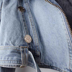 yoeasy Women Denim Jacket Removable Faux Fur Lined Thicken Shaggy Short Parka