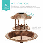Best Choice Products Solar Outdoor Bird Bath Vintage Resin Pedestal Fountain