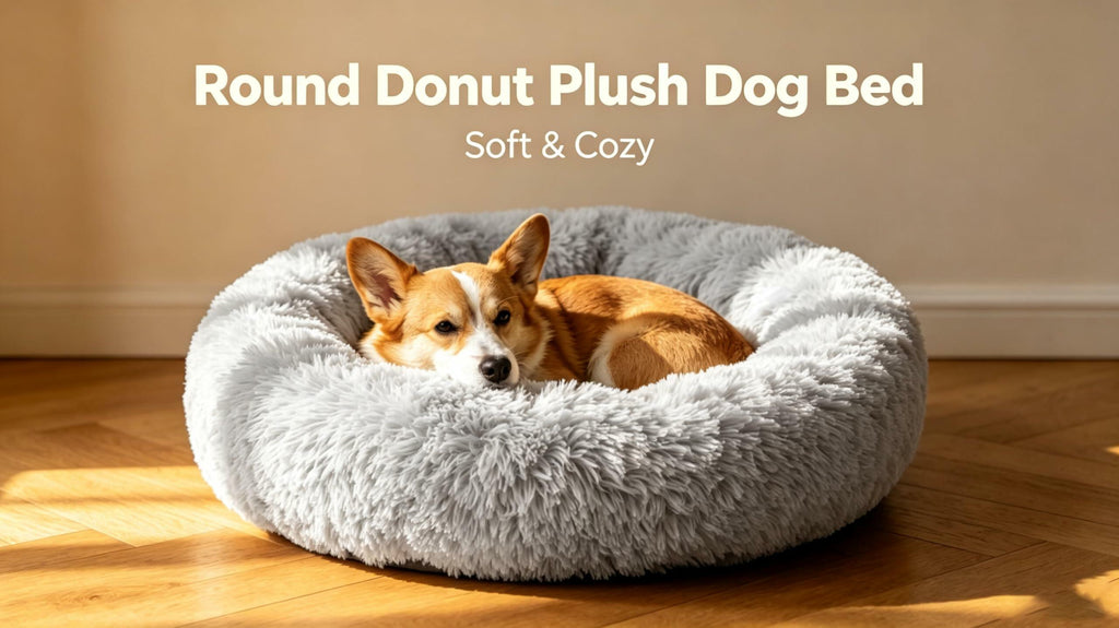 Homeuslynn Calming Large Donut Dog and Cat Bed, Anti-Anxiety Round Soft Fluffy