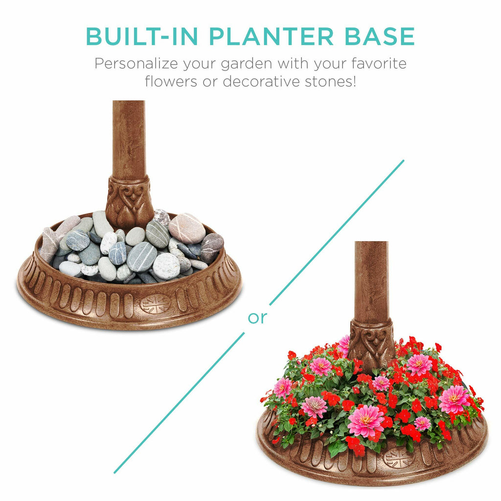 Best Choice Products Solar Outdoor Bird Bath Vintage Resin Pedestal Fountain