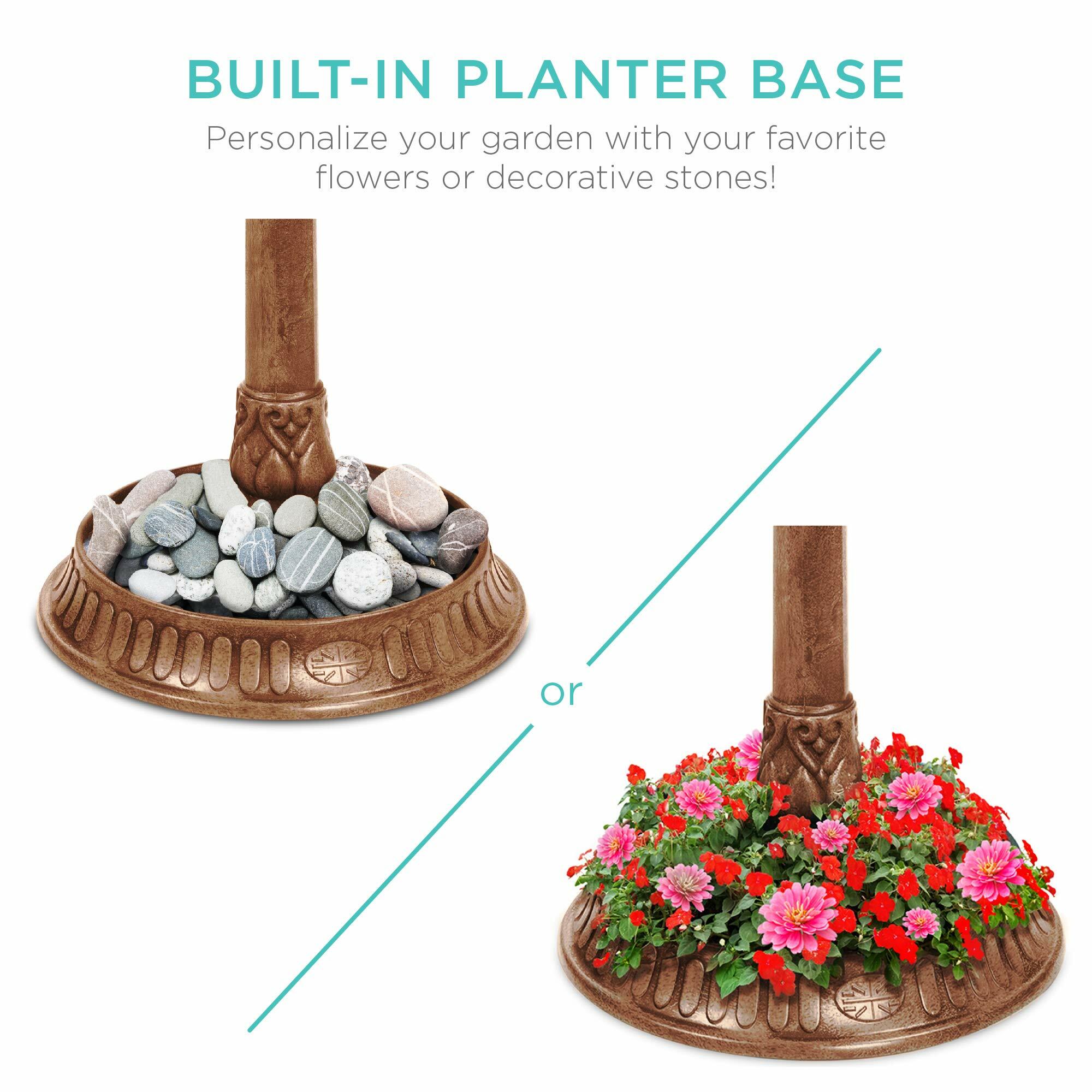Best Choice Products Solar Outdoor Bird Bath Vintage Resin Pedestal Fountain