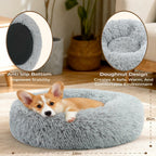 Homeuslynn Calming Large Donut Dog and Cat Bed, Anti-Anxiety Round Soft Fluffy