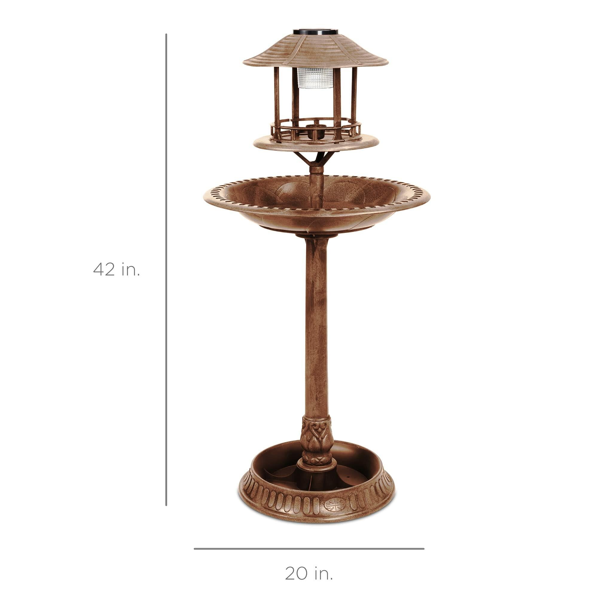 Best Choice Products Solar Outdoor Bird Bath Vintage Resin Pedestal Fountain
