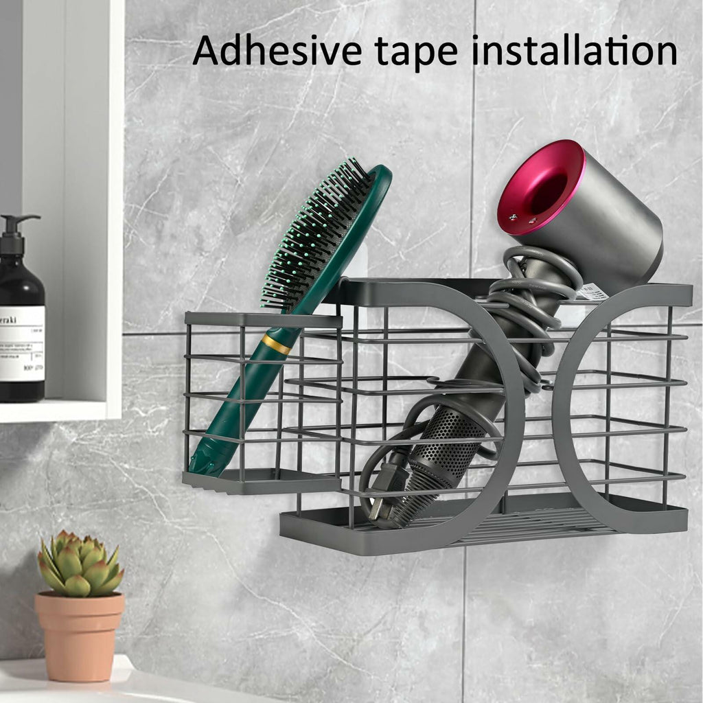 ziroland Elegant Black Wall Mounted Hair Dryer Holder - Stylish Bathroom