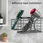 ziroland Elegant Black Wall Mounted Hair Dryer Holder - Stylish Bathroom