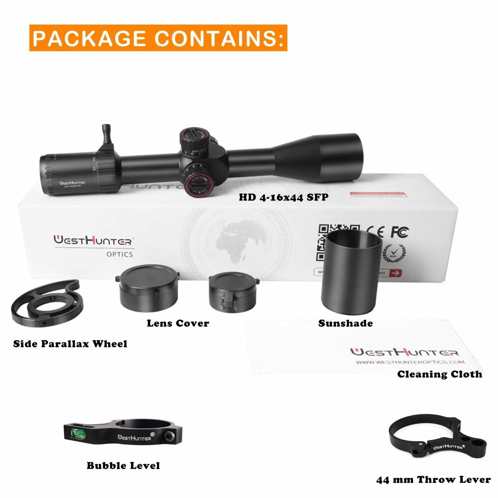WestHunter Optics HD 4-16x44 SFP Scope | Shooting Kit w/ scope Mount