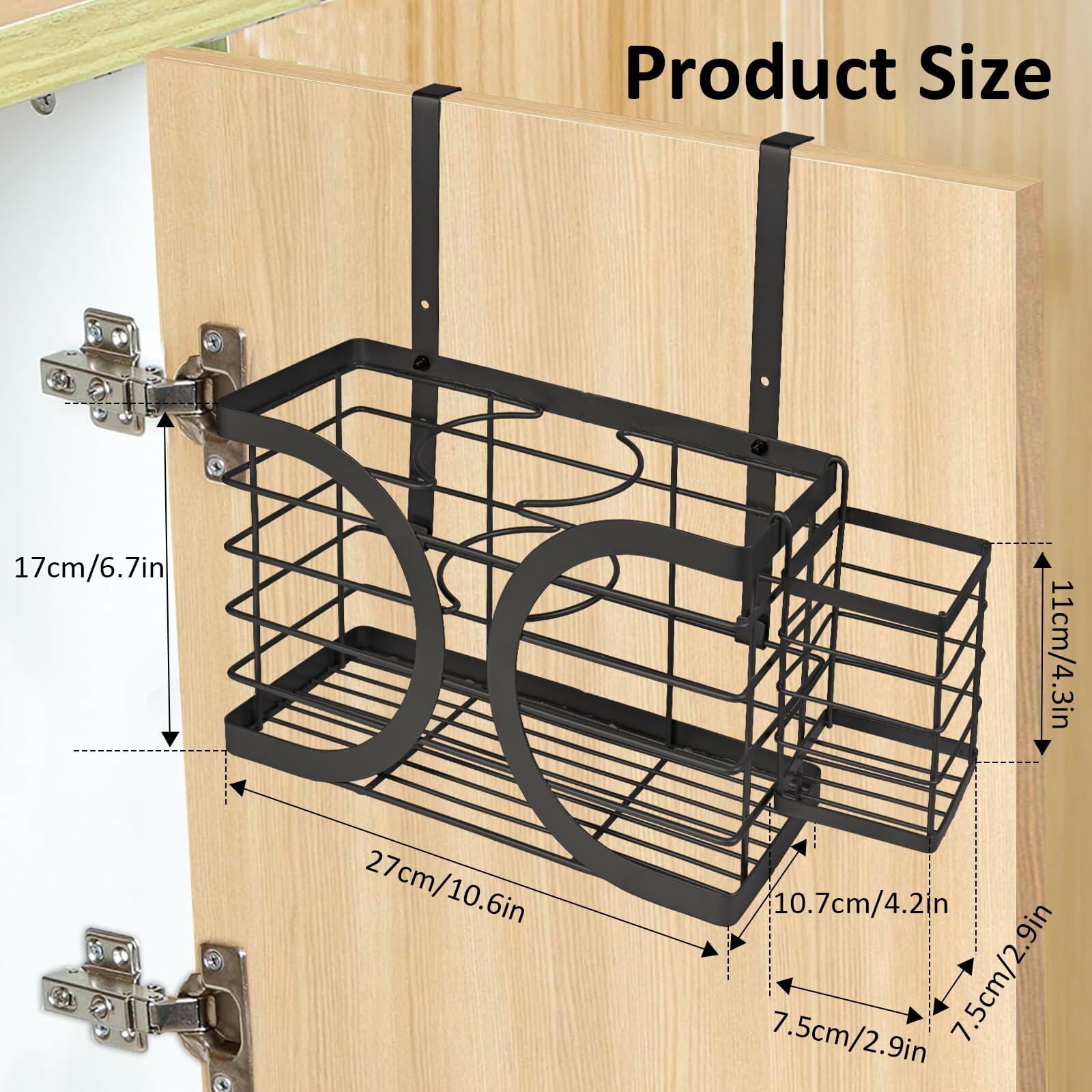 ziroland Elegant Black Wall Mounted Hair Dryer Holder - Stylish Bathroom