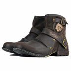 OSSTONE Moto Boots for Men Fashion Zipper-up Leather Chukka Boots Casual Shoes
