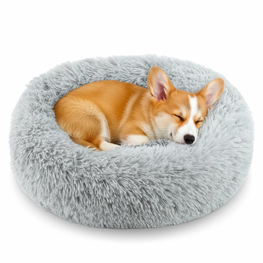 Homeuslynn Calming Large Donut Dog and Cat Bed, Anti-Anxiety Round Soft Fluffy