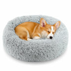 Homeuslynn Calming Large Donut Dog and Cat Bed, Anti-Anxiety Round Soft Fluffy