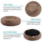 SAVFOX 36 inches Calming Donut Dog Bed - 3X Durable Plush Faux Fur, Machine