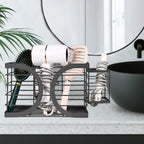 ziroland Elegant Black Wall Mounted Hair Dryer Holder - Stylish Bathroom