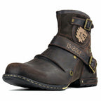 OSSTONE Moto Boots for Men Fashion Zipper-up Leather Chukka Boots Casual Shoes
