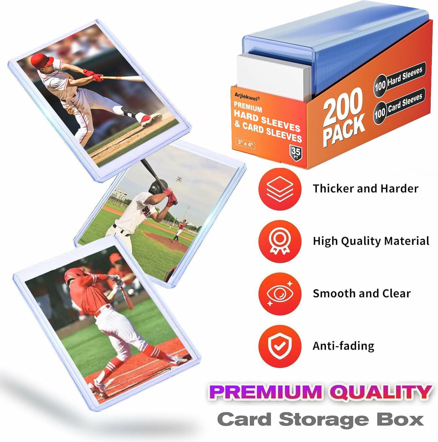 2000 Card Sleeves Hard Plastic, Arjiekwei 3"X4" Baseball Cards Protectors