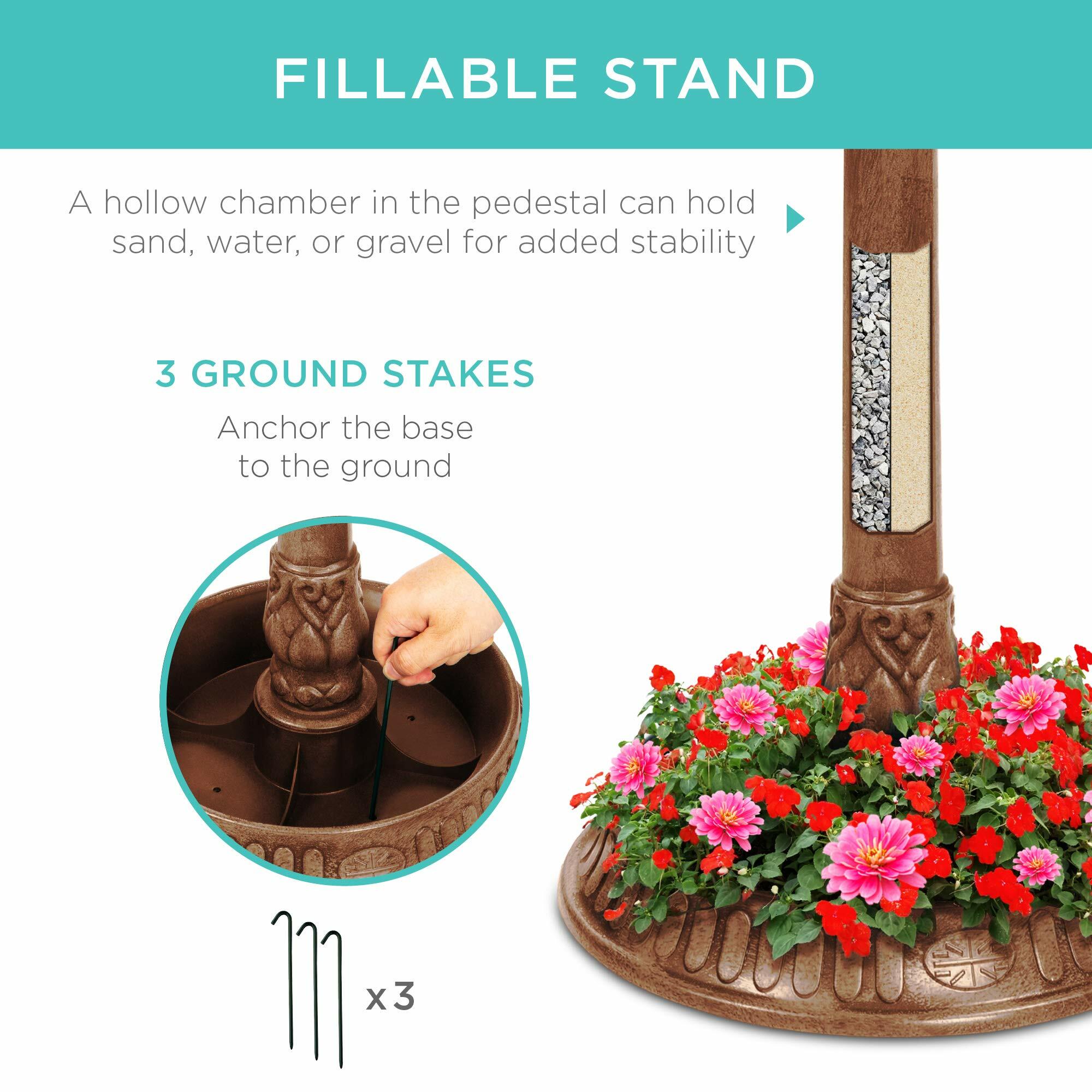 Best Choice Products Solar Outdoor Bird Bath Vintage Resin Pedestal Fountain