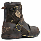 OSSTONE Moto Boots for Men Fashion Zipper-up Leather Chukka Boots Casual Shoes