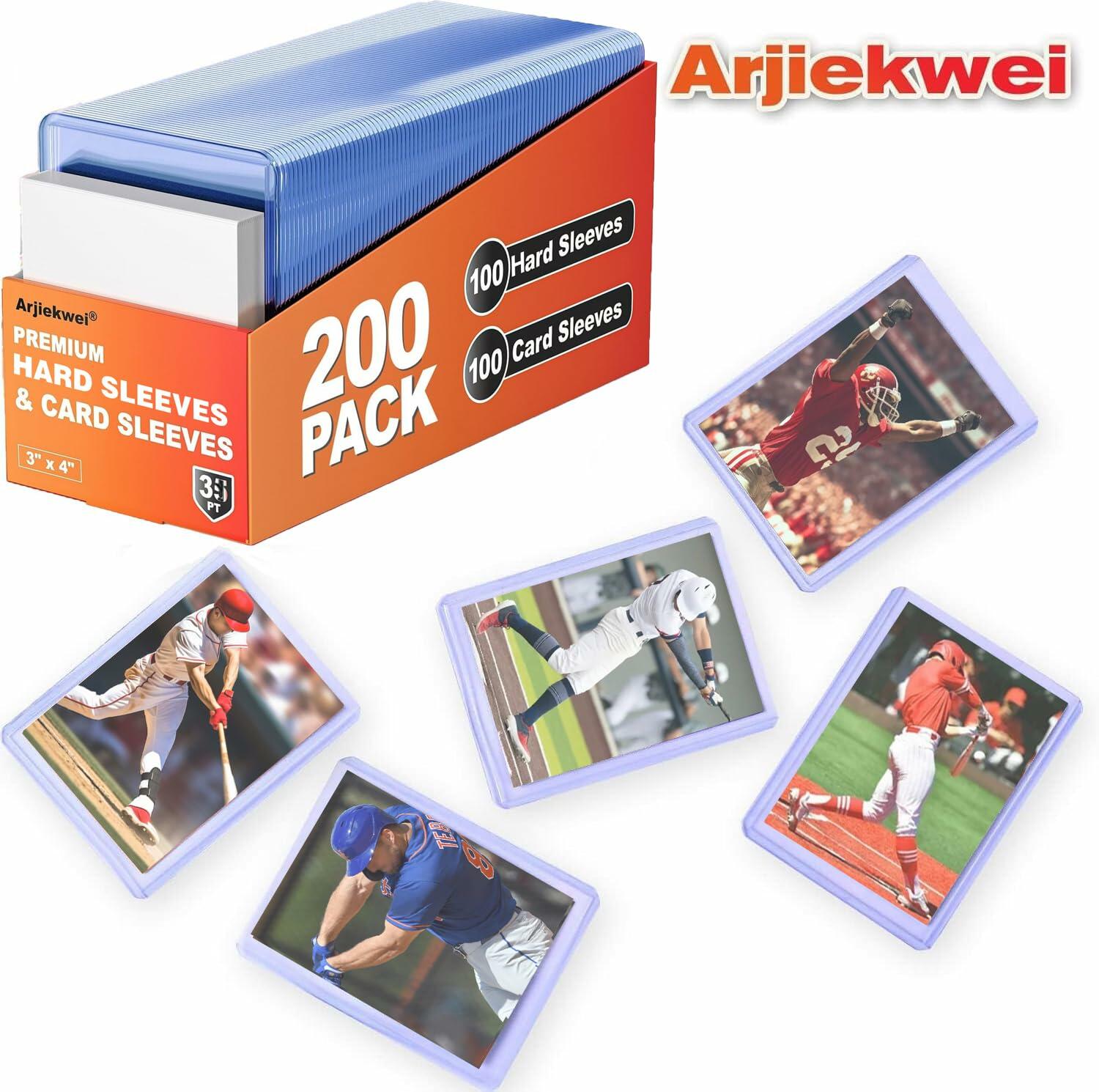 2000 Card Sleeves Hard Plastic, Arjiekwei 3"X4" Baseball Cards Protectors