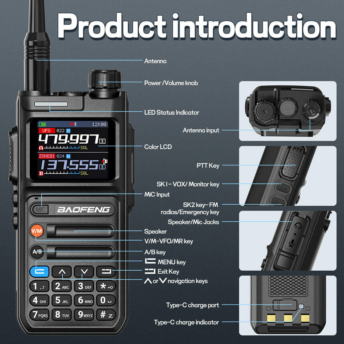 Baofeng AR26 GPS 10W Walkie Talkie Long Range Phone Programming Recording Radio