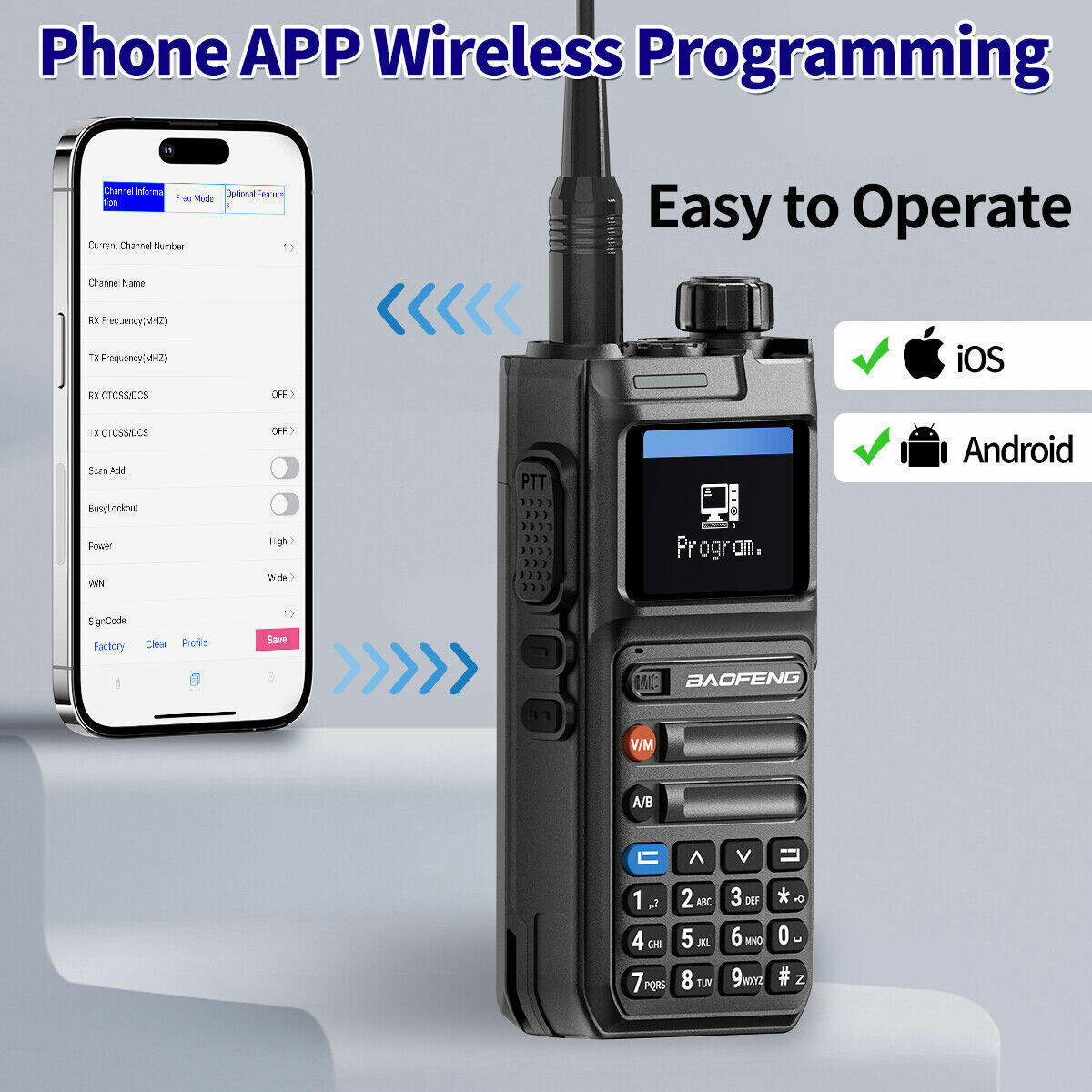 Baofeng AR26 GPS 10W Walkie Talkie Long Range Phone Programming Recording Radio