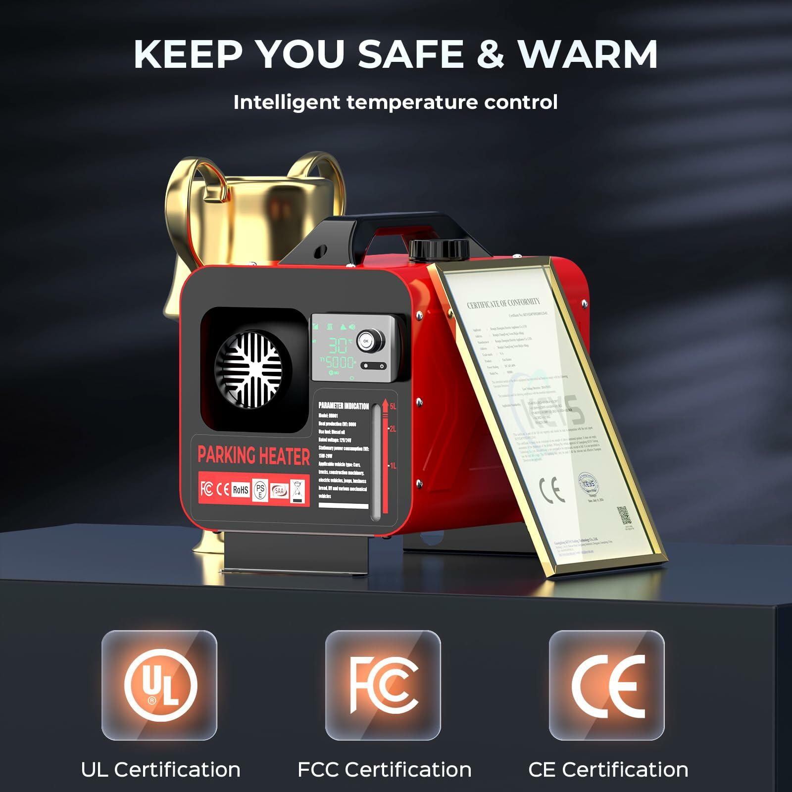 GEARLASSO Diesel Heater 12V/24V/110V, All in One 8KW APP Control Remote Control