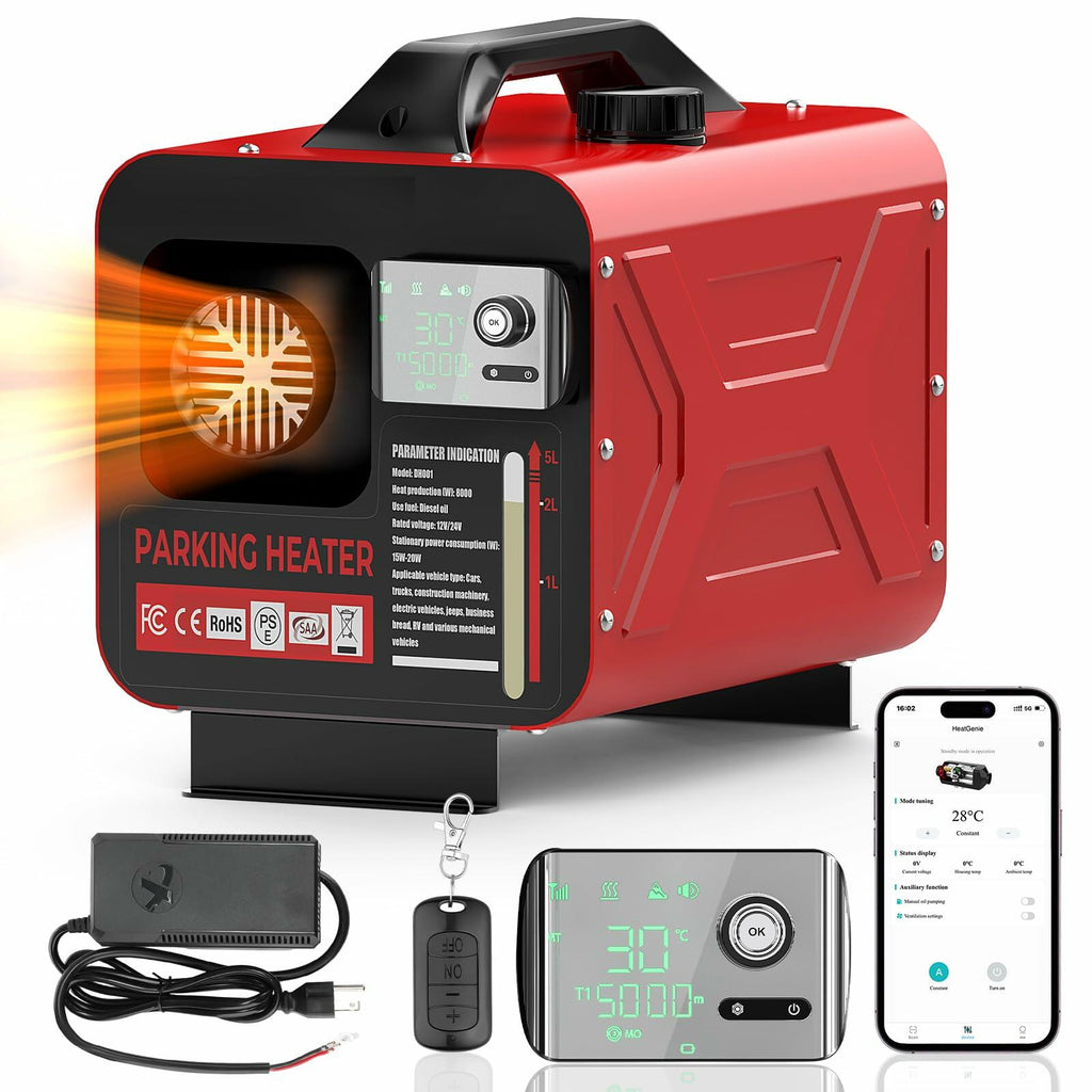 GEARLASSO Diesel Heater 12V/24V/110V, All in One 8KW APP Control Remote Control